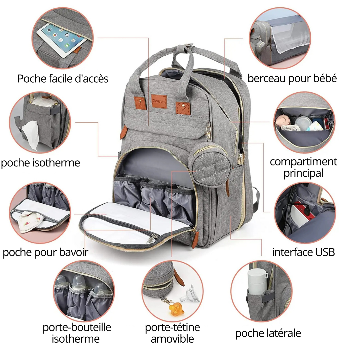 Sac à langer 2-en-1 avec lit amovible